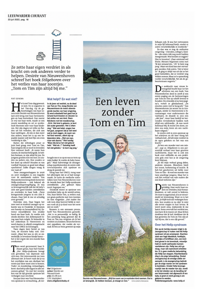 20220723 Een leven zonder Tom en Tim - door Rixt Oenema van de LC Leeuwarder Courant interview met Desirée van Nieuwenhoven over haar stilgeboren zoons Tom en Tim