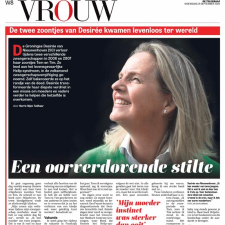 vrouw-een-oorverdovende-stilte-de-telegraaf-harrie-nijen-twilhaar De Telegraaf interview met Desirée van Nieuwenhoven over de stilgeboorte van Tom en Tim